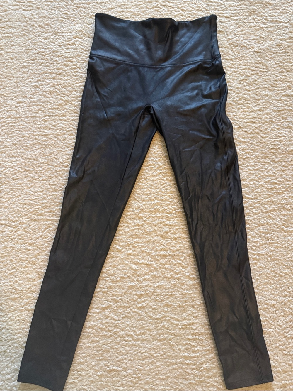 High-Waisted Faux Leather Leggings - Black
